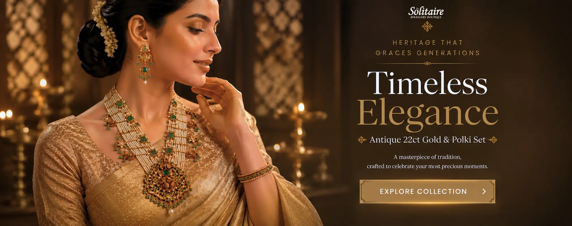 Timeless Elegance — antique 22ct gold and Polki bridal set at Solitaire
