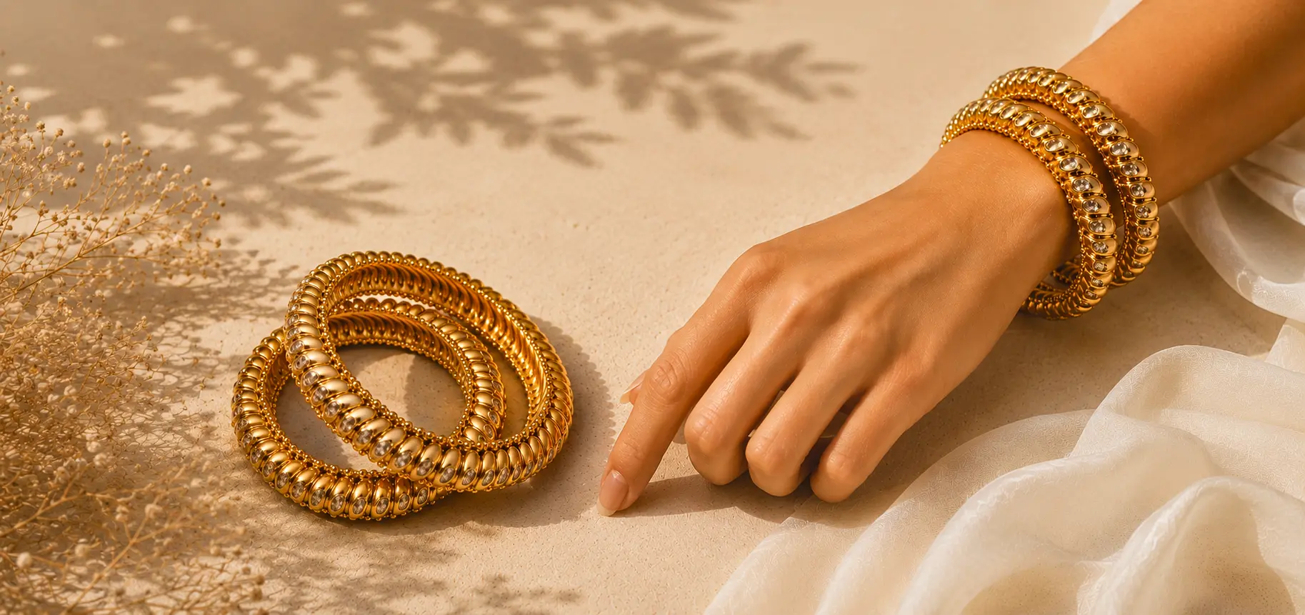 Handcrafted gold bangles — Dubai gold collection at Solitaire Jewellery Boutique